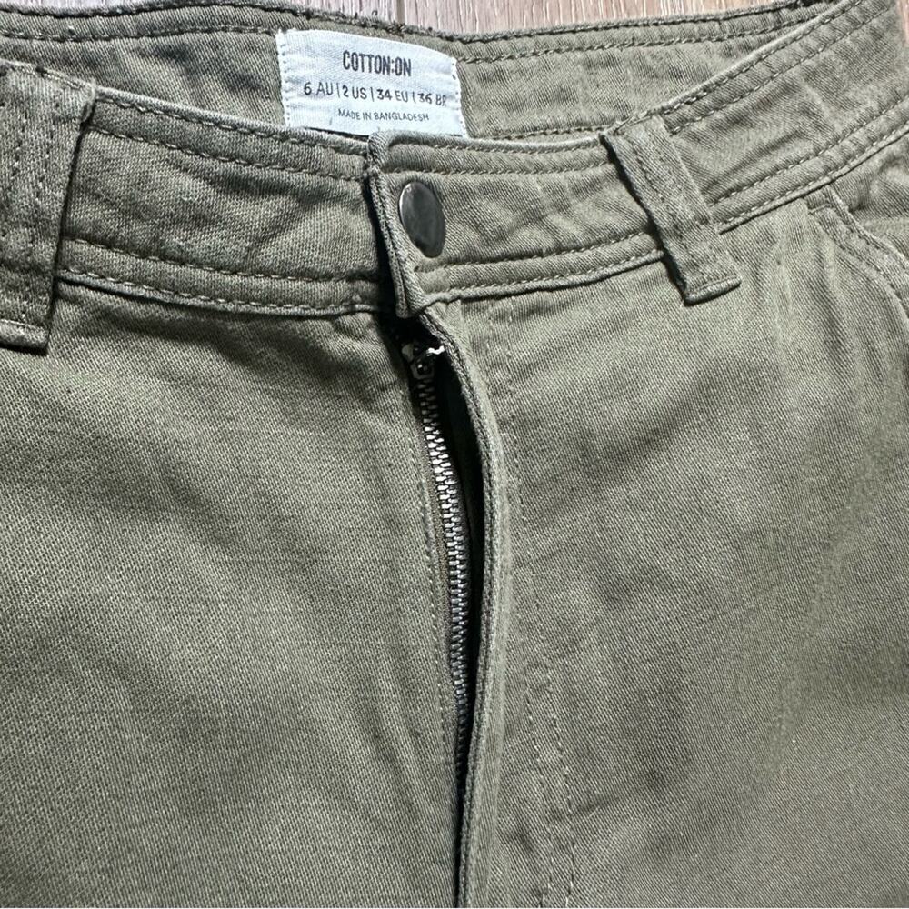 Cotton‎ On Women’s Cargo Pants Olive Green 100% Cotton, Size 2 - Picture 7 of 15